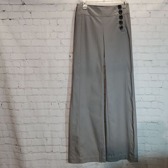Nanette Lepore grey side button wide leg trousers NWT size 0 - Picture 1 of 10